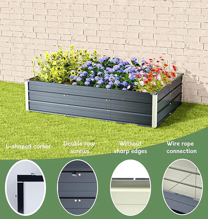 Galvanized Raised Garden Bed 6x4x1.3ft, Durable Elevated Flower Bed, Rust-Proof Metal Garden Bed for Vegetables, Fruits, Flowers & Herbs by GreenHaven Gardens