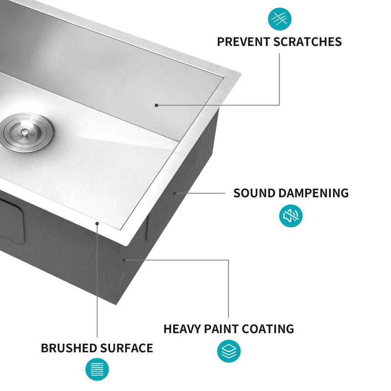 Undermount Stainless Steel Kitchen Sink, Deep Single Bowl Basin by HouseOfZazla