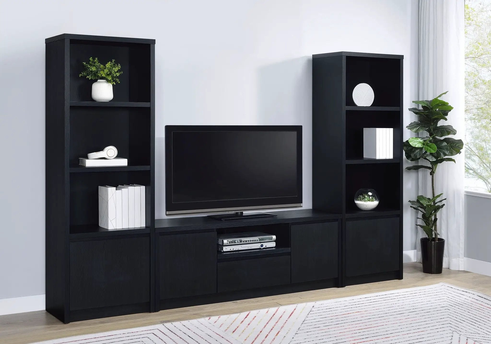 Winfield 3-piece Entertainment Center 60-inch TV Stand Black by Unique Piece Furniture