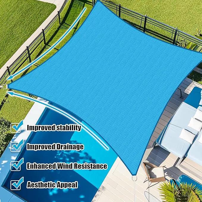 Amagenix Sun Shade Sail 12X26 Curved Edge Outdoor Shade Canopy Turquoise Mixed Breathable 95% UV Block Shade Cloth for Patio Garden Backyard (We Make Custom Size) by GreenHaven Gardens