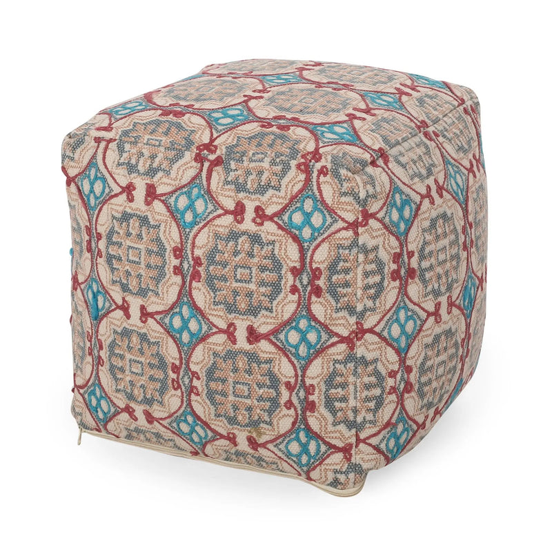 Amelia - Handcrafted Fabric Pouf, Rustic Elegance - Multicolored by HouseOfZazla