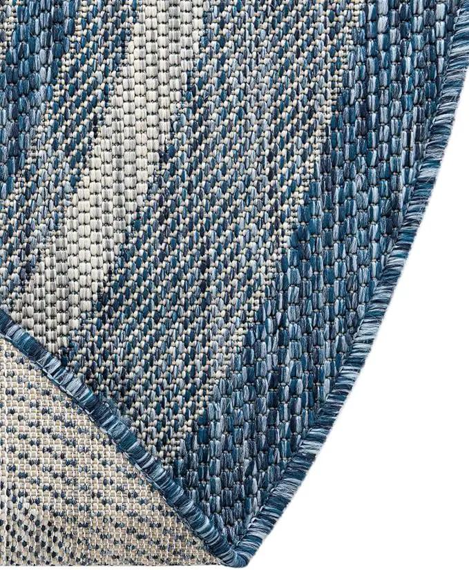 Unique Loom Outdoor Border Collection Area Rug - Soft Border (2' 2" x 3' 7" Hearth, Blue/ Ivory) by GreenHaven Gardens