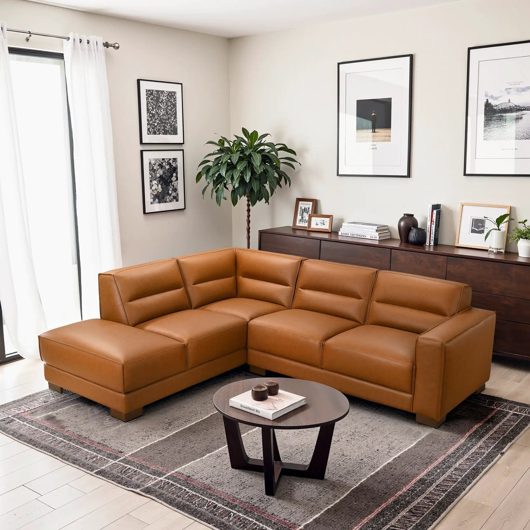 Muncie L-Shaped Sofa with Plush Cushions by HouseOfZazla