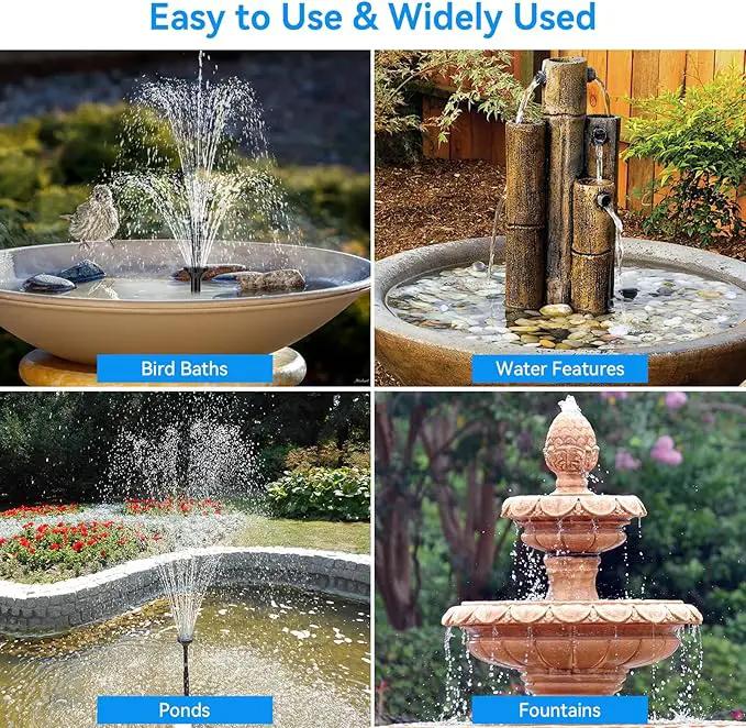 POPOSOAP Solar Fountain Pump for Bird Bath, 6.5W Solar Water Fountain Pump with Upgraded Dry-run Protection & Double-layer Nozzles 5Ft Tubing for Pond, Bird Bath, Backyard Water Feature by GreenHaven Gardens