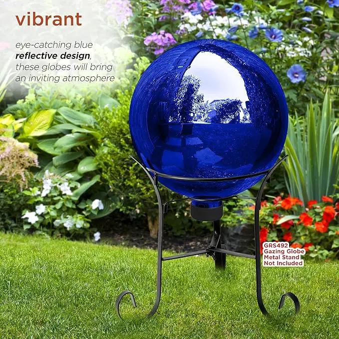 Alpine Corporation 10" Diameter Indoor/Outdoor Glass Gazing Globe Festive Yard Décor, Blue by GreenHaven Gardens