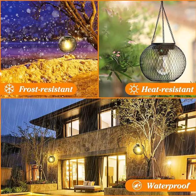 Solar Lantern Outdoor, Upgraded Hanging Lights Outdoor Garden Metal Lanterns Decorative Lighting Powered Waterproof Tree for Yard Patio Pathway, 2 Pack, Black by GreenHaven Gardens