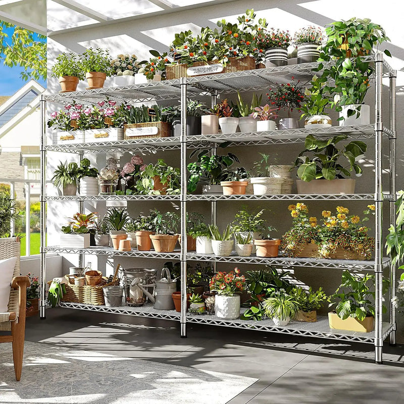REIBII 70" W Wire Shelving Load 1500LBS, Metal Shelving 5-Tier Storage Shelves Metal Shelves for Storage Adjustable Shelving Rack for Pantry Kitchen Commercial School 70" W*15.8" D*72.4" H,Chrome by GreenHaven Gardens