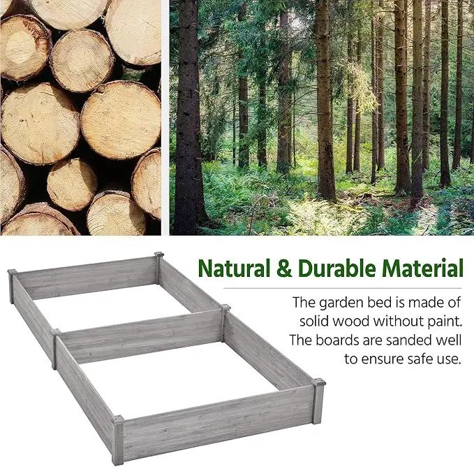 Yaheetech 8×4ft Wooden Horticulture Raised Garden Bed Divisible Elevated Planting Planter Box for Flowers/Vegetables/Herbs in Backyard/Patio Outdoor, 93 x 48 x 10in, Gray by GreenHaven Gardens