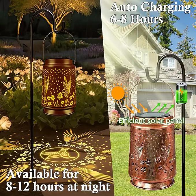 KY&BOSAM Solar Lanterns Outdoor Waterproof Hummingbird Garden Decor Birthday Gifts for Women Mom Grandma Hanging Solar Lights Outdoor Metal LED Lantern Outside for Yard Patio Backyard Porch Pathway by GreenHaven Gardens