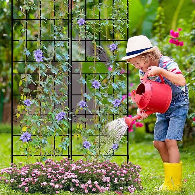 LZRS 2 Pack 87x20in Rustic Iron Arch Decoration Garden Trellis with Black Metal Coating – Perfect for Supporting Climbing Plants Outdoor, Roses, Vines, Flowers, and Vegetables. by GreenHaven Gardens