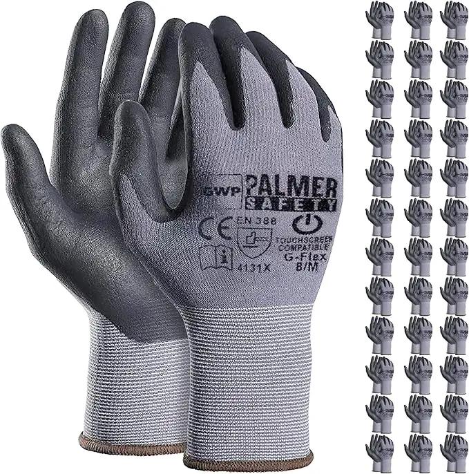 ATERET Work Gloves 12 Pairs Micro-Foam Nitrile Coated Safety Gloves, Seamless Knit Nylon Gloves Home Improvement General Use by GreenHaven Gardens