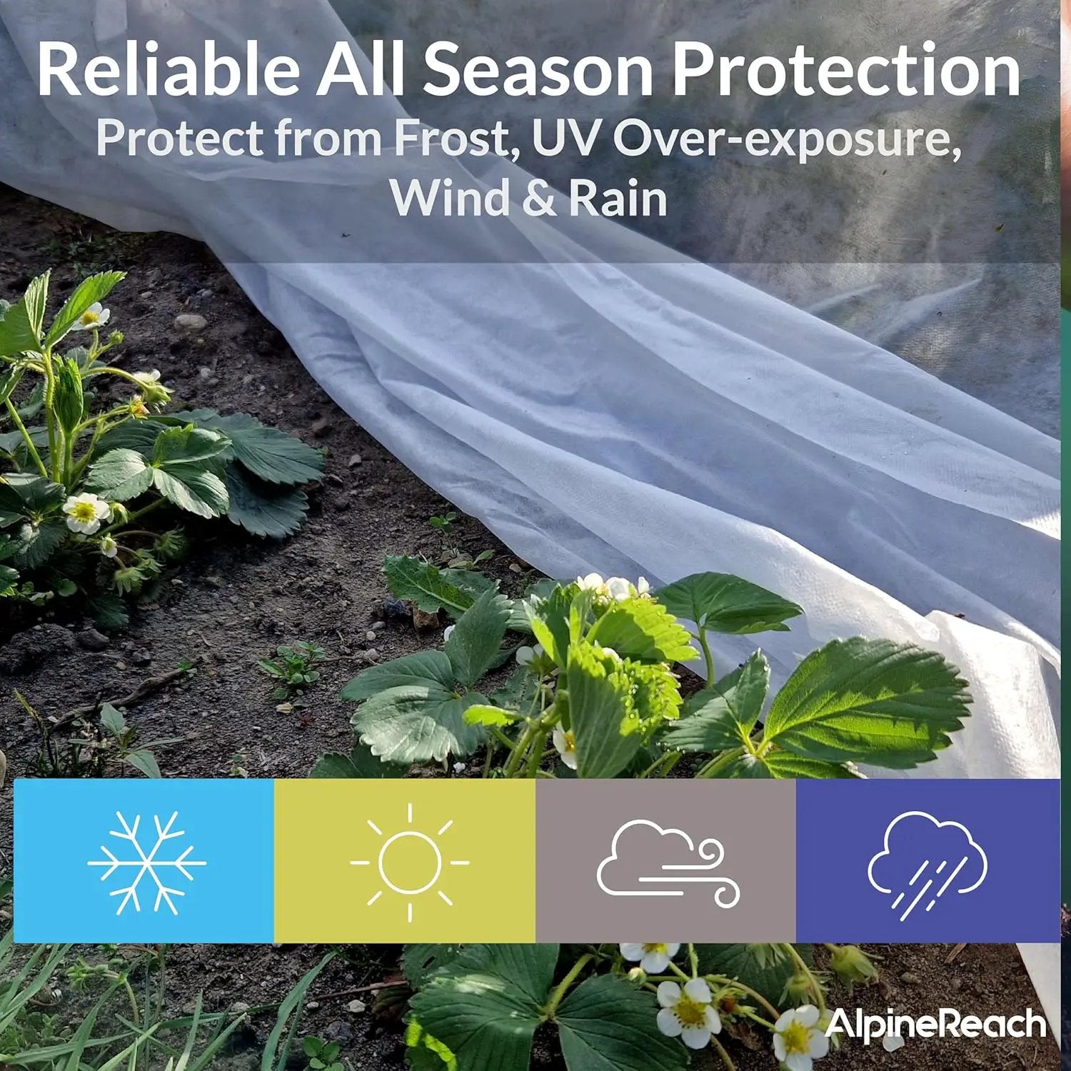 AlpineReach Plant Covers Frost & Sun Protection 10 x 50 ft - Thick 1.2 oz/yd² Freeze Blanket to Low 28 °F Temperatures Floating Row, Garden Fabric Material, Protect in Winter Cold, Gardening Down by GreenHaven Gardens