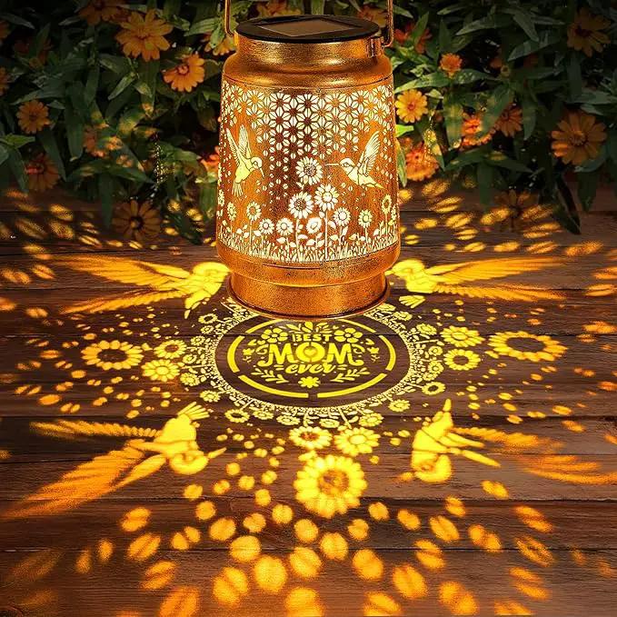 2 Pack Solar Lanterns Outdoor Garden Decor with Shepherd Hook, Gardening Gifts for Mom Grandma Women Hummingbird Sunflower Metal Decor Waterproof Solar Lights LED Decorative for Garden Yard Patio by GreenHaven Gardens