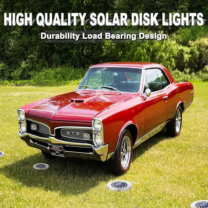 Solar Ground Lights-Waterproof Solar Lights Outdoor Garden- Solar Disk Lights-Upgraded 16LED Bright in-Ground Lights-Landscape Lights for Pathway, Yard, Lawn, Patio, Walkway (16 Pack Warm Light) by GreenHaven Gardens