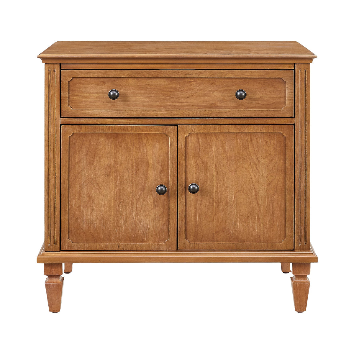 Farmhouse Nightstand with Charging Station, Drawer & Double-Door Cabinet - Natural or Walnut, photo 9 of 10
