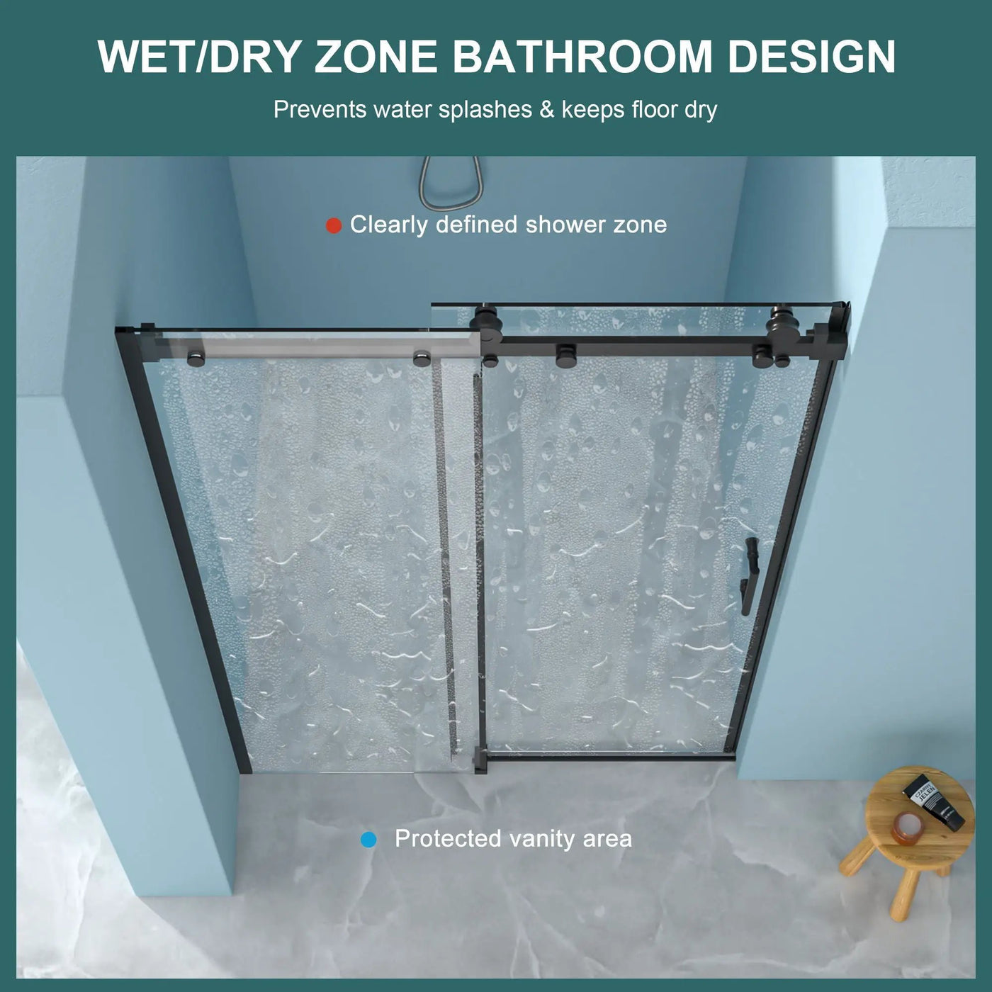 Modern Single Slide Shower Door, Tempered Glass, Stainless Steel Frame by HouseOfZazla