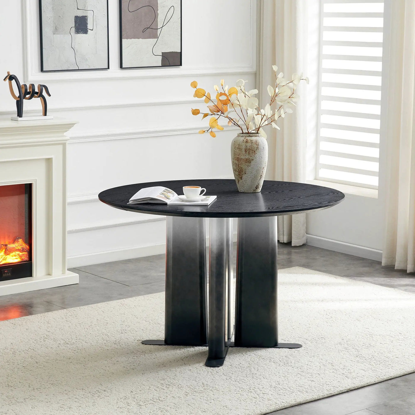 Round Dining Table With Cross Base, Modern Home Furniture by HouseOfZazla