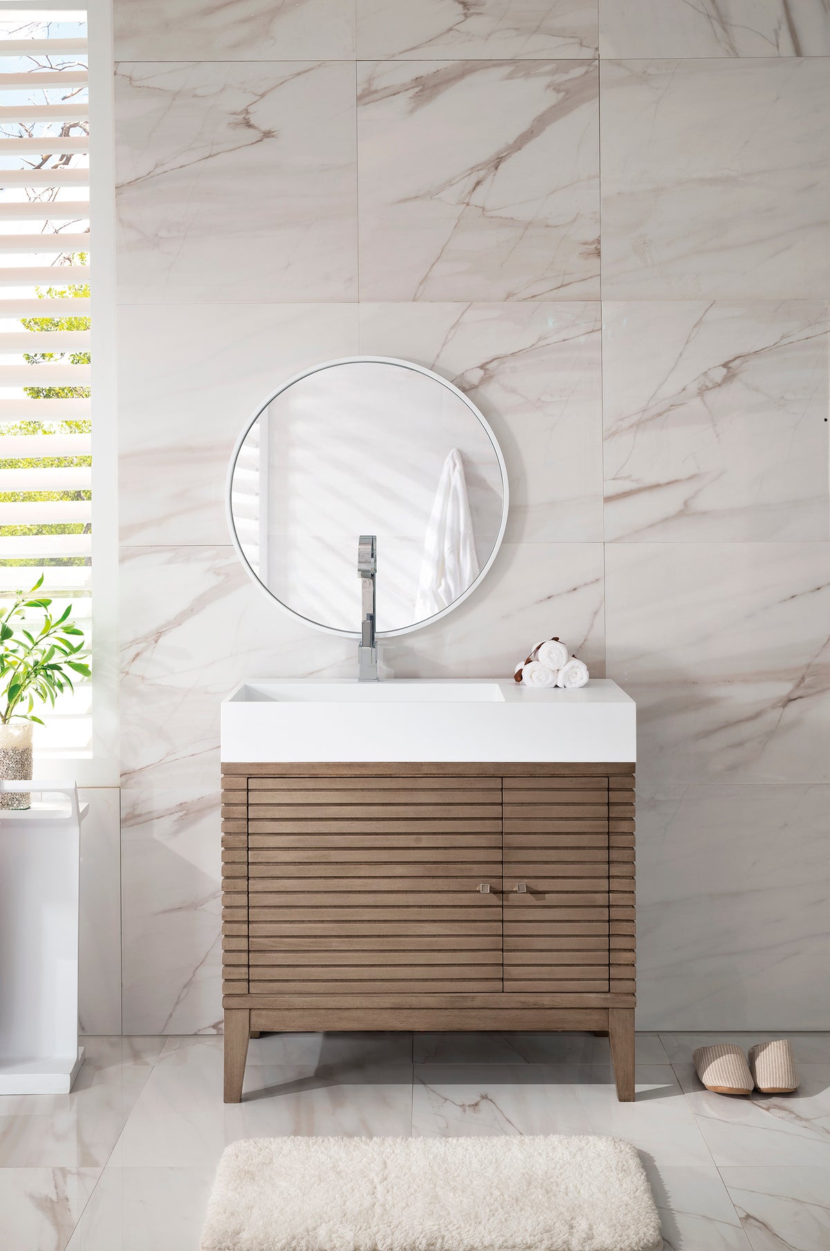 James Martin Linear 36" Single Bathroom Vanity, Whitewashed Walnut, view 2