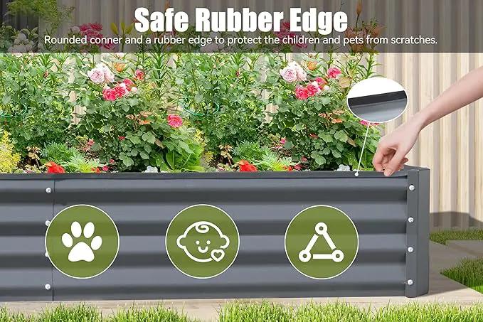 Domi Galvanized Raised Garden Bed, Outdoor Planter Garden Boxes Large Metal Planter Box for Gardening Vegetables Fruits Flowers, Dark Grey(6x3x1ft) by GreenHaven Gardens
