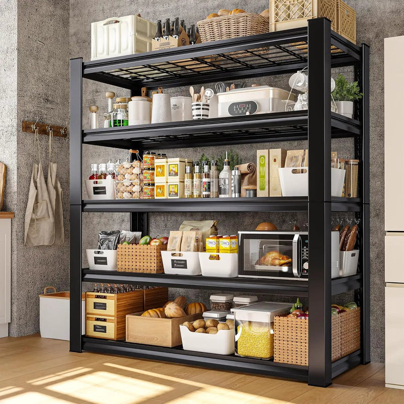 REIBII 3010LBS Storage Shelves 72" H Garage Shelving Heavy Duty Metal Shelving 5 Tier Adjustable Metal Shelves for Storage for Kitchen Pantry Warehouse Basement 72" H x 35.5" W x 16" D, Black by GreenHaven Gardens