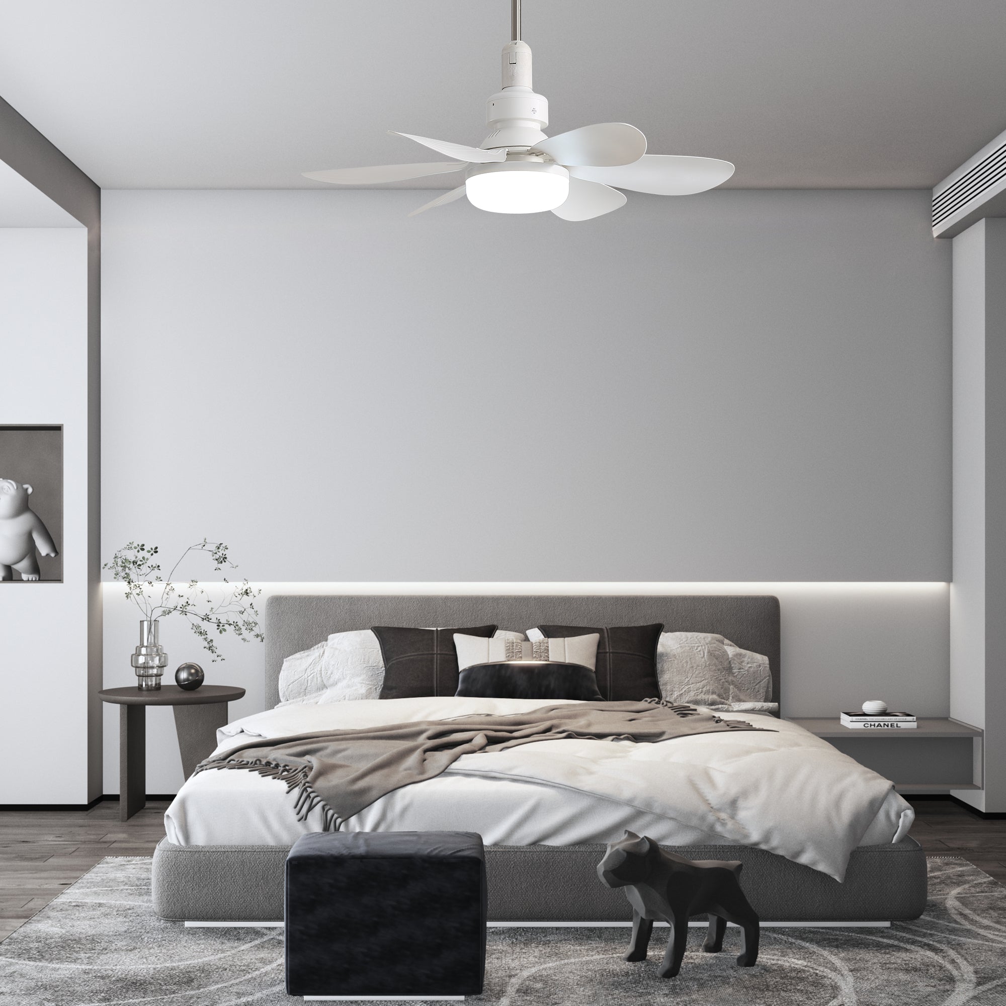20-Inch Socket Fan Light Portable Ceiling Fan with Light and Remote by HouseOfZazla