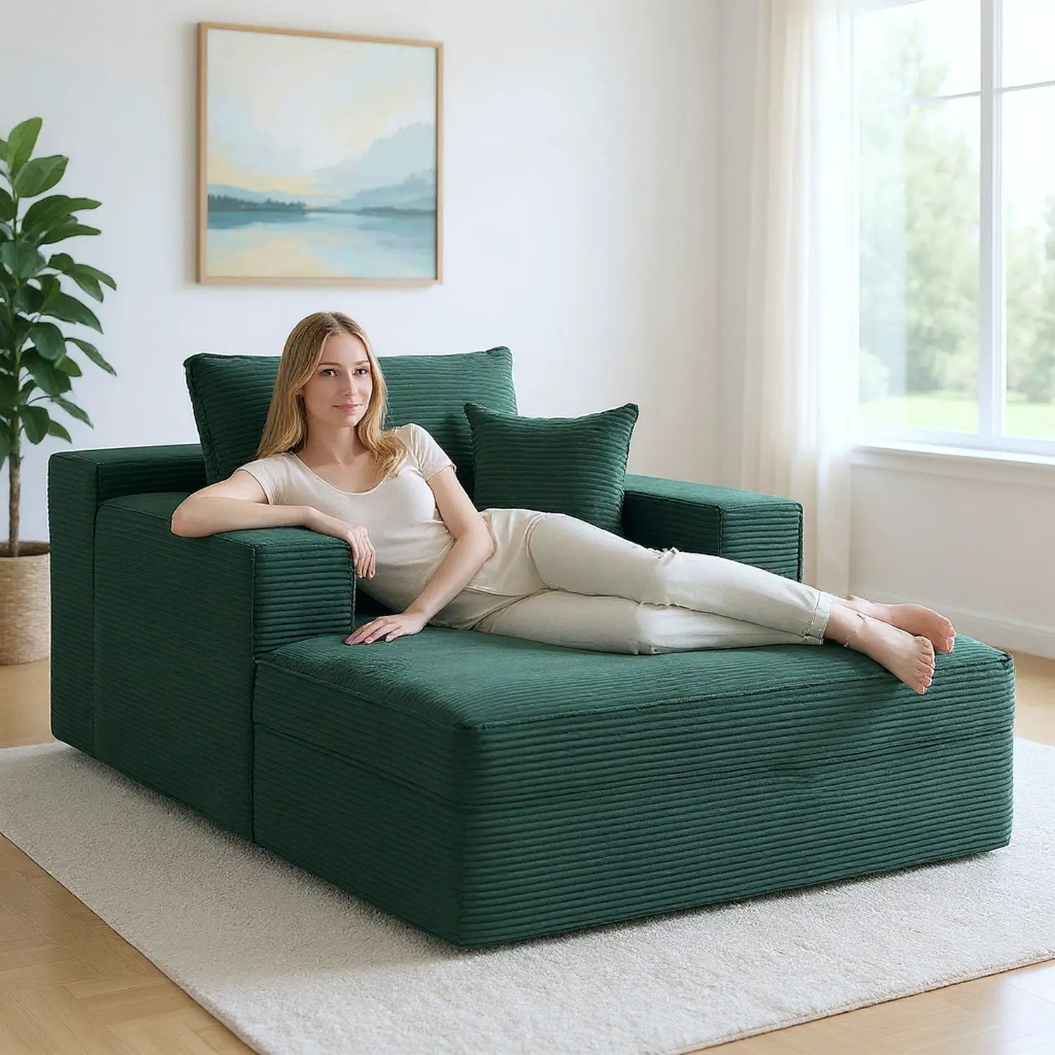 Convertible Chaise Lounge Chair With Wide Armrest & Throw Pillows by HouseOfZazla
