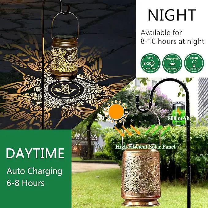 KY&BOSAM Fly Hummingbird Solar Lanterns Outdoor Waterproof Hanging Solar Lights Christmas Gifts for Women Men Metal Bird Decoration LED Solar Lantern Garden Decor for Yard,Tabletop,Pathway,Landscape by GreenHaven Gardens