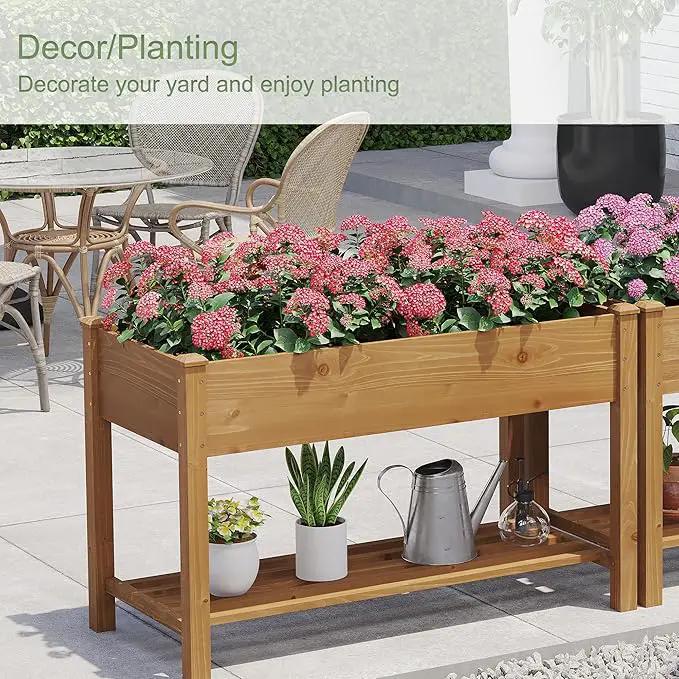 GHWIE Raised Garden Bed with Shelf,Elevated Wooden Planter Box with Legs,Garden Planter for Backyard, Patio, Balcony by GreenHaven Gardens