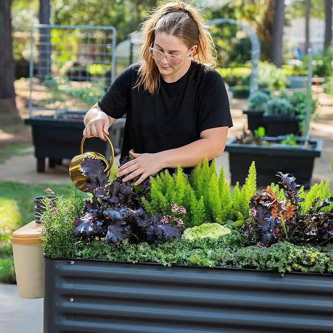 Rolling Elevated Raised Garden Bed-V Series, 2' x 6' Garden Beds with Legs & Storage Rack for Patio & Porch, 1000 Lbs Weight Capacity, Outdoor Planter Box for Vegetables Flower Herbs, Modern Gray by GreenHaven Gardens