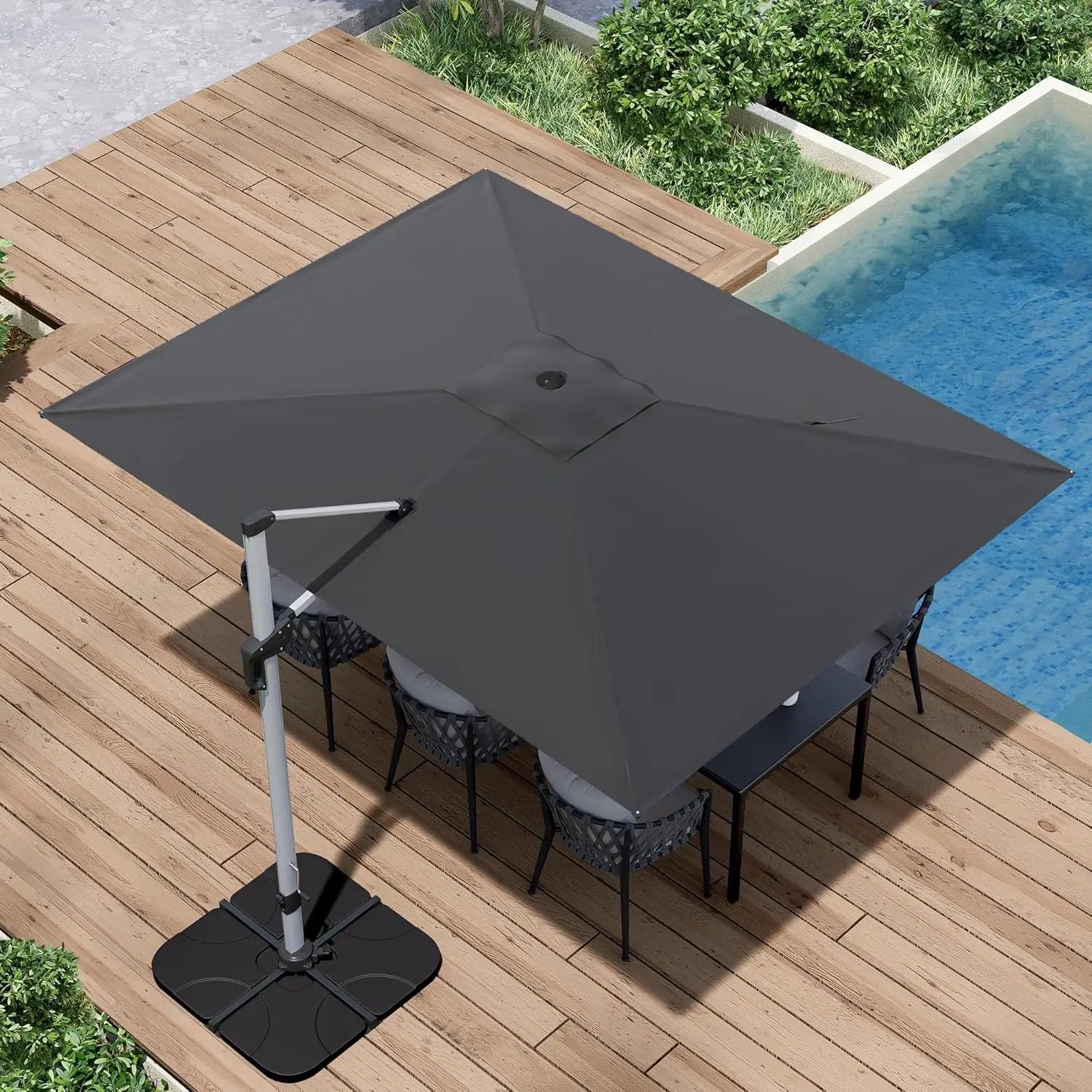 Patio Umbrella, 9' X 12' Outdoor Cantilever Umbrella with 360-degree Rotation for Garden, Deck, Backyard, Pool and Beach, Grey by GreenHaven Gardens