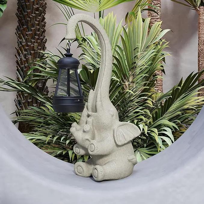 Solar Powered Outdoor Figurine Lights, 10 Inch Waterproof Animal Elephant Statue Light, Suitable for Decorations for Patio, Balcony, Lawn, Courtyard, Etc.(Chest) by GreenHaven Gardens