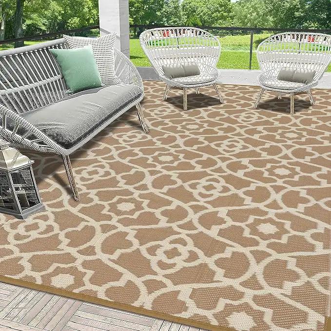 HEBE Outdoor Rug Waterproof 9x12, Plastic Straw Rug Camping Rug, Reversible Outdoor Patio Rugs RV Mat Clearance, Indoor Outside Floor Carpet for Porch,Deck,Camper,Balcony,Backyard by GreenHaven Gardens