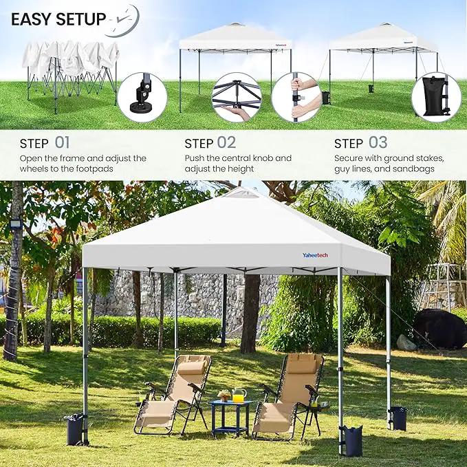 Yaheetech 12x12 Pop-up Canopy Tent w/ 2 Integrated Wheels for Mobility, Waterpoof & Heavy Duty, Instant Sun Shelter with Carry Bag, Weight Bags for Outdoor Camping Beach Patio Parties, White by GreenHaven Gardens