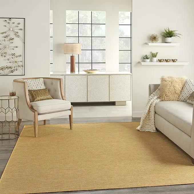 Nourison Positano Indoor/Outdoor Yellow 6' x Round Area Rug, Easy Cleaning, Non Shedding, Bed Room, Living Room, Dining Room, Backyard, Deck, Patio (6 Round) by GreenHaven Gardens