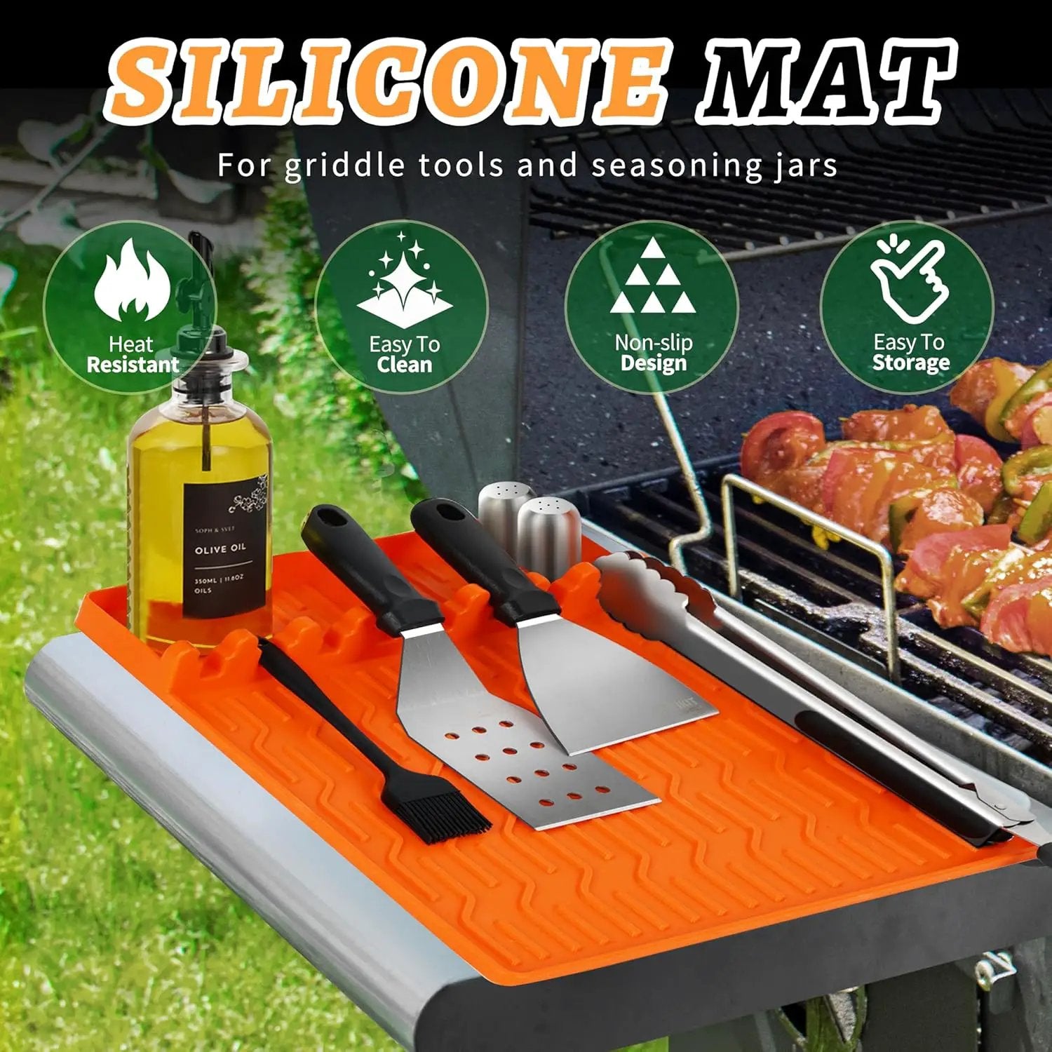 Griddle Accessories Kit for Blackstone – 14 PCS Flat Top Grill Tools Set with Stainless Steel Spatulas, Scraper & Bottles, Carry Bag Included – Outdoor BBQ Gift for Men by GreenHaven Gardens
