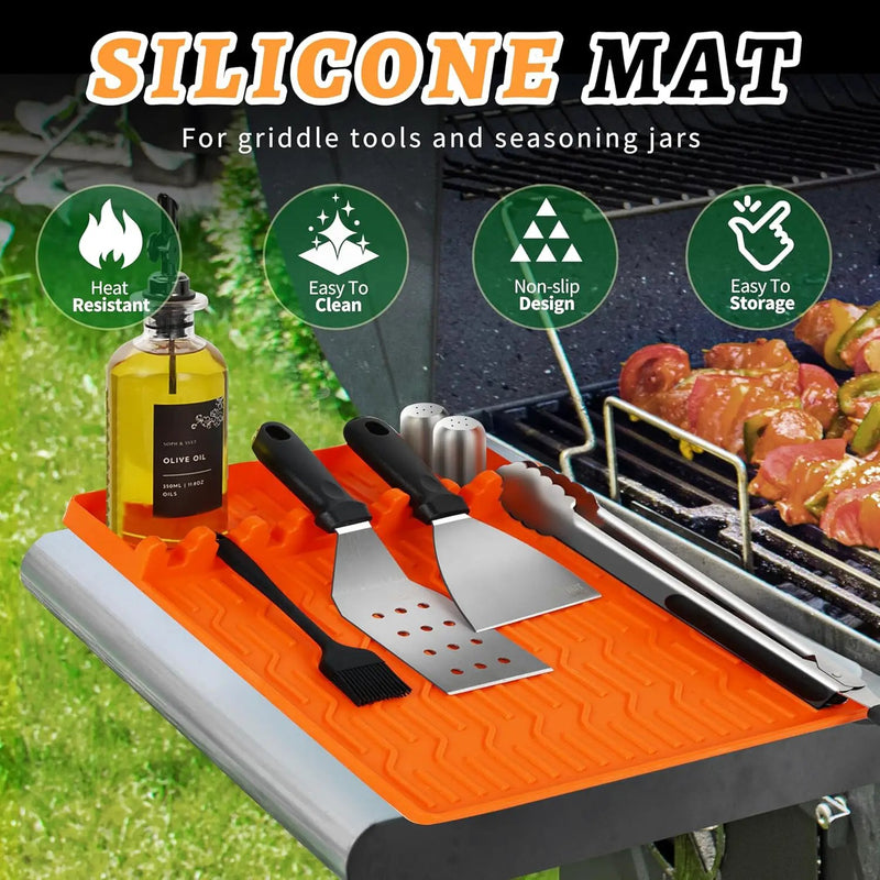 Griddle Accessories Kit for Blackstone – 14 PCS Flat Top Grill Tools Set with Stainless Steel Spatulas, Scraper & Bottles, Carry Bag Included – Outdoor BBQ Gift for Men by GreenHaven Gardens