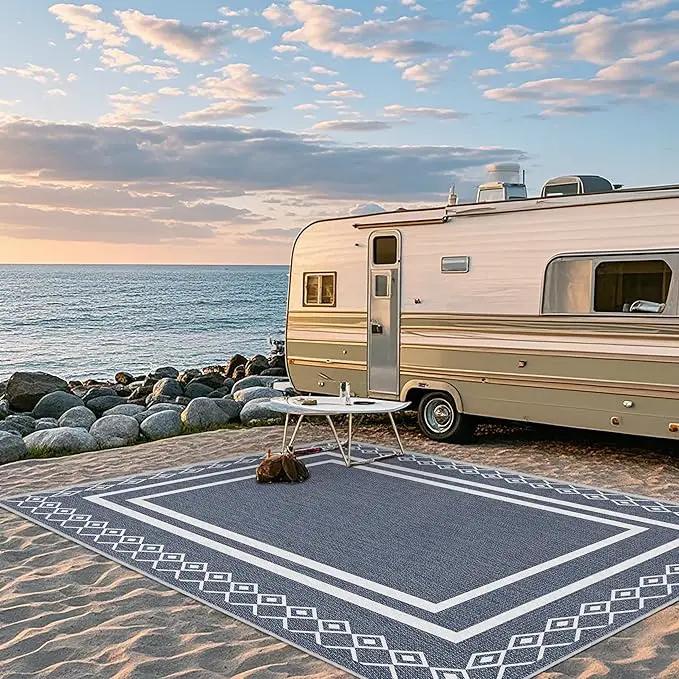 Outdoor Patio Rug, Outside Rectangular Carpet, Moroccan Geometric Rugs, Washable Large Indoor Outdoor Rug Mats for RV, Picnic, Backyard, Deck, Balcony, Porch, Beach 5'x8' by GreenHaven Gardens