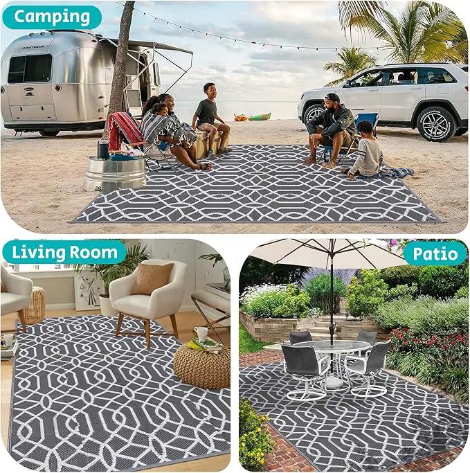 HEBE Outdoor Rug Waterproof 8x10, Reversible Plastic Straw Rug RV Camping Rug, Indoor Outdoor Patio Mat Clearance, Outside Carpet for Porch,Deck,Camper,Balcony,Backyard,Picnic by GreenHaven Gardens