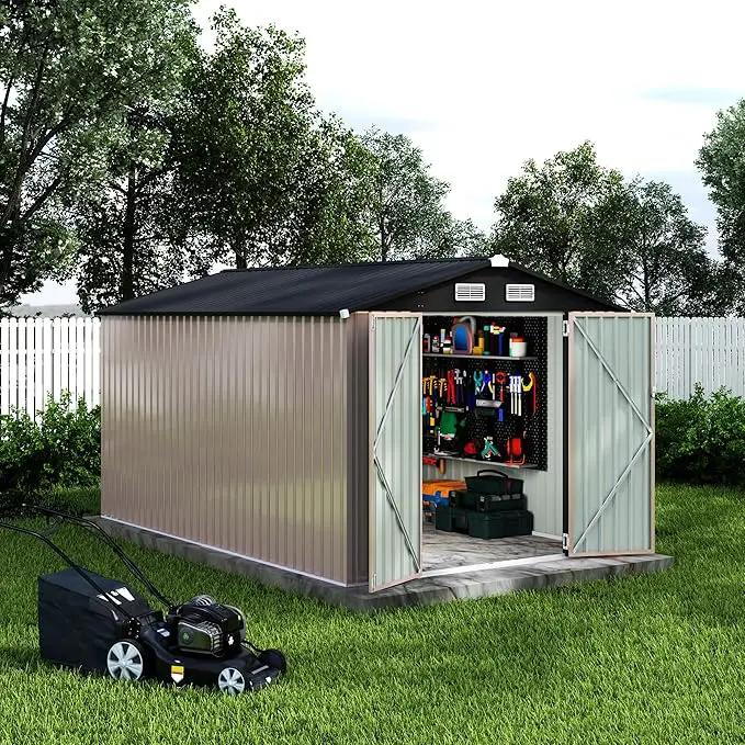 8x12 FT Metal Storage Sheds Outdoor, Metal Yard Sheds Garden Shed Kit, Metals Tool Shed with Lockable Door, Metals UtilityShed Buildings with Air Vent for Backyard Garden Patio Lawn by GreenHaven Gardens