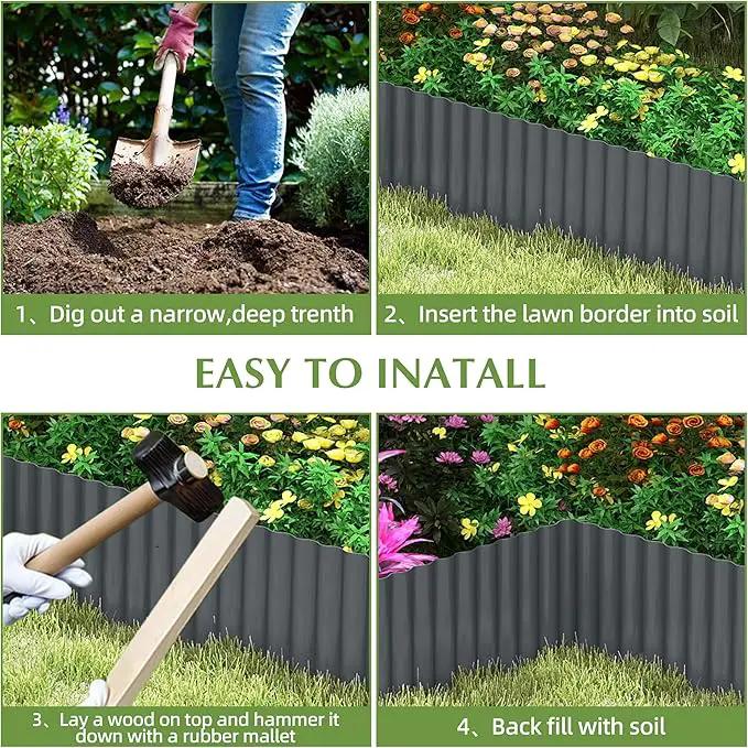Metal Garden Edging Border, Corrugated Steel Landscaping, DIY for Lawn (Black, 10 Inch x 10FT) by GreenHaven Gardens