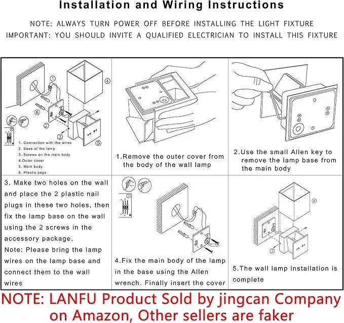 LANFU LED Aluminum Waterproof Outdoor Wall Sconce, 100-277V 3000K Outdoor Cube Square Wall Light Warm Light 2 LEDs Black 6W Outside Wall Lights for House Patio by GreenHaven Gardens