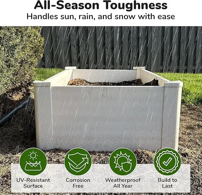 Raised Garden Bed - 2x4 ft Planter Box - White HDPE - No Tools Needed - DIY Kit for Urban Gardening, Flowers, Herbs & Vegetables - Made in The USA by GreenHaven Gardens