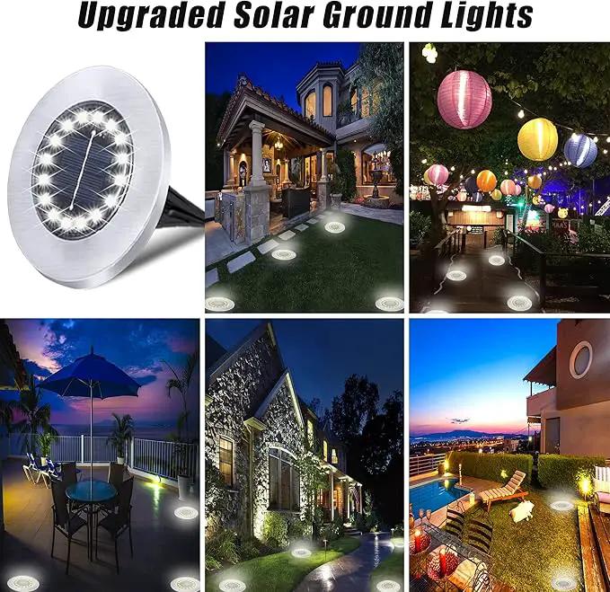 Solar Ground Lights-Waterproof Solar Lights Outdoor Garden- Solar Disk Lights-Upgraded 16LED Bright in-Ground Lights-Landscape Lights for Pathway, Yard, Lawn, Patio, Walkway (16 Pack White Light) by GreenHaven Gardens