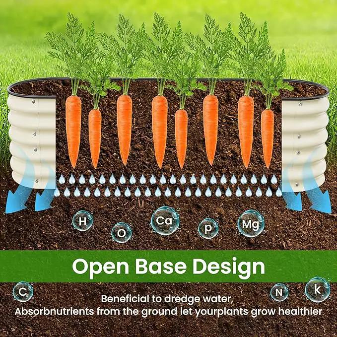 Raised Garden Beds 8 X 2 X 1.4Ft, Galvanized Raised Garden Beds Outdoor Planter Box for Vegetables, Gardening, Flowers, Fruits etc (Ivory) by GreenHaven Gardens