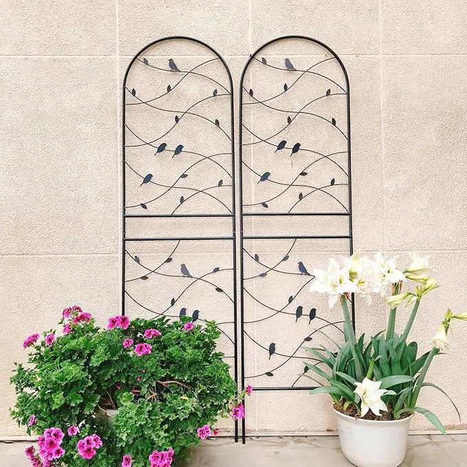 Metal Garden Trellis Rustproof Trellis for Climbing Plants Outdoor Flower Support Bird Deco (Black-4 Pack, 71"x19.7") by GreenHaven Gardens