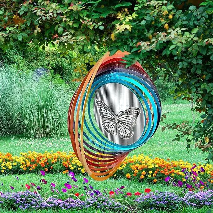 Wind Spinner Creates a Fluttering Butterfly 3D Animations Effect,Wind Spinners Ouddoor Butterfly Gift for Women/Grandma/Mom/Wife,12inch Mandala Wind Spinner Hanging Garden Yard Art Decor by GreenHaven Gardens