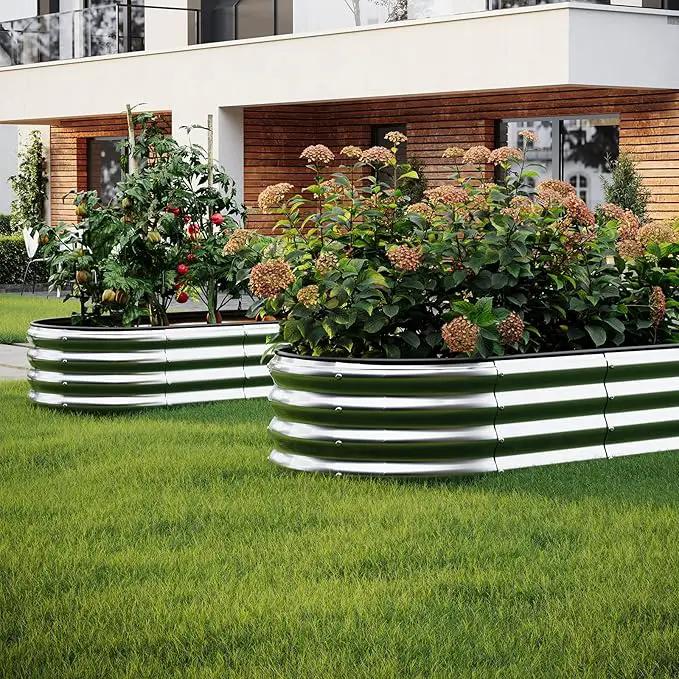 Galvanized Metal Planter Raised Garden Bed Kit for Gardening Outdoor 2x2x1ft Round Galvanized Steel Fire Pit，Steel Fire Pit Silver for Backyard, Camping, Bonfire by GreenHaven Gardens