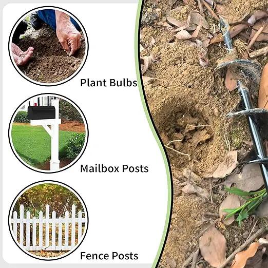TCBWFY Auger Drill Bit for Planting 3.5"x16",Extended Length Garden Auger Spiral Drill Bit for Planting Bulbs Flowers,Planting Auger for Drill Post Hole Digger for 3/8”Hex by GreenHaven Gardens