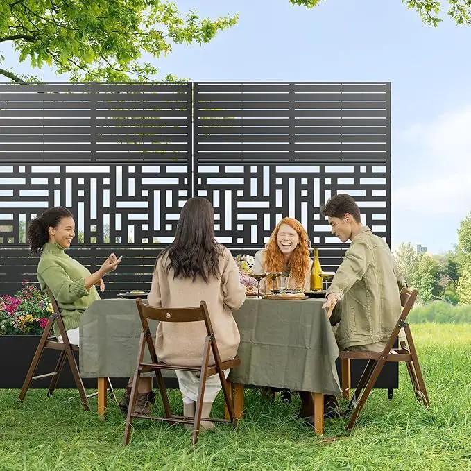 Casaphoria Metal Raised Garden Bed with Trellis and Wheels, 72"x47"x16" Planter Box for Climbing Plants, Vegetables & Vines, Features Drainage Holes and Privacy Screen, Black(Louvered&Helen) by GreenHaven Gardens