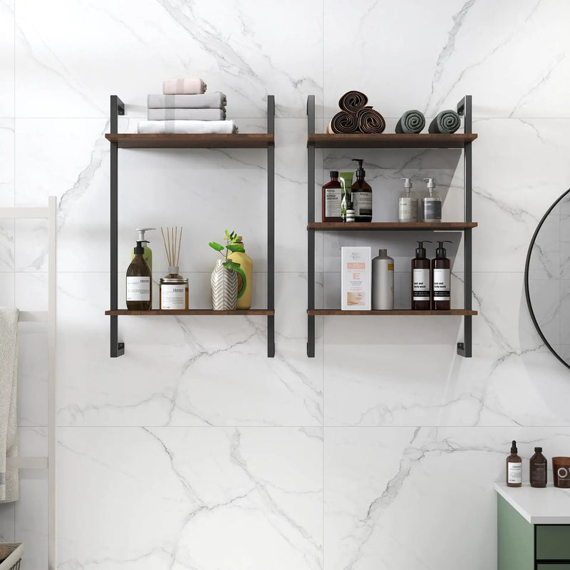 3 Tier and 2 Tier Bathroom Shelves Metal, Wood Hanging Storage Bookshelf by HouseOfZazla